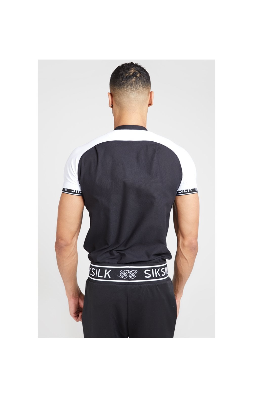 SikSilk S/S Oxford Raglan Tech Shirt - Black & White (3)