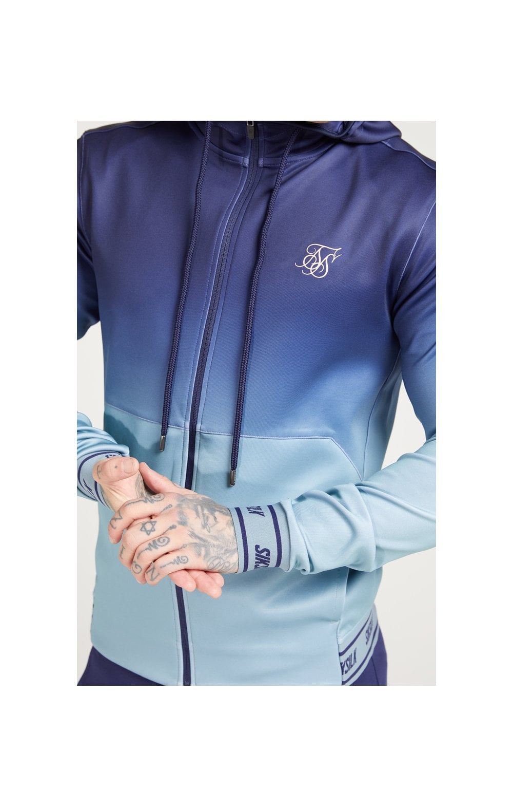 SikSilk Agility Zip Through Hoodie - Urban Blue & Grey (1)