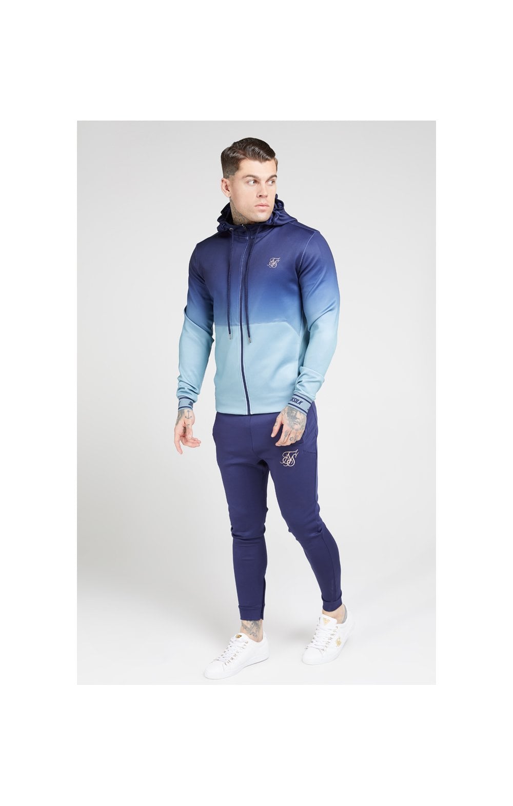 SikSilk Agility Zip Through Hoodie - Urban Blue & Grey (2)