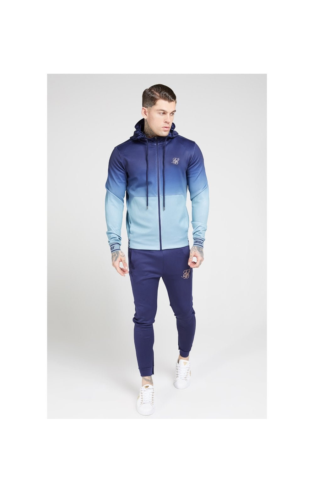 SikSilk Agility Zip Through Hoodie - Urban Blue & Grey (3)