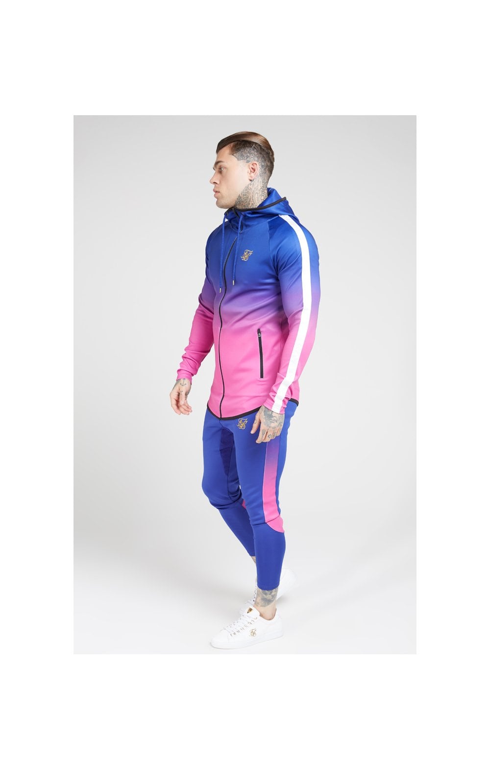 SikSilk Athlete Fade Zip Through Hoodie – Blue Neon (3)
