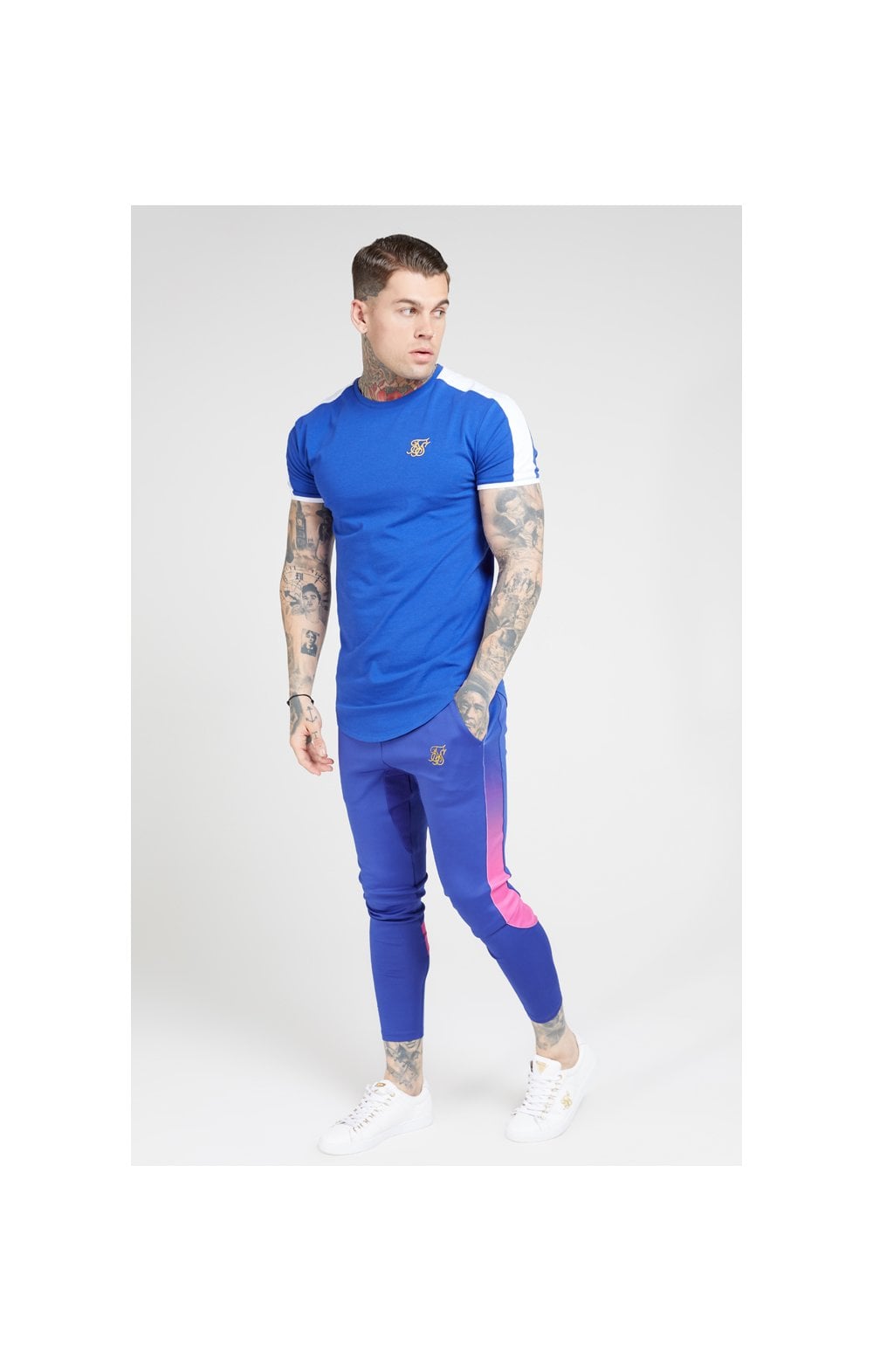 SikSilk Athlete fade Track Pants - Neon Blue (4)