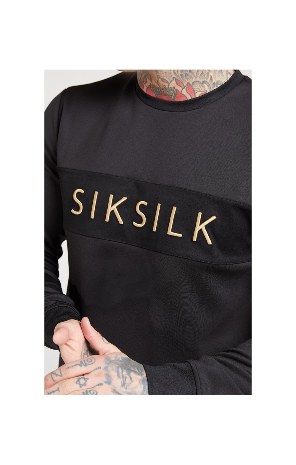 SikSilk Crew Sweat – Black & Gold (1)