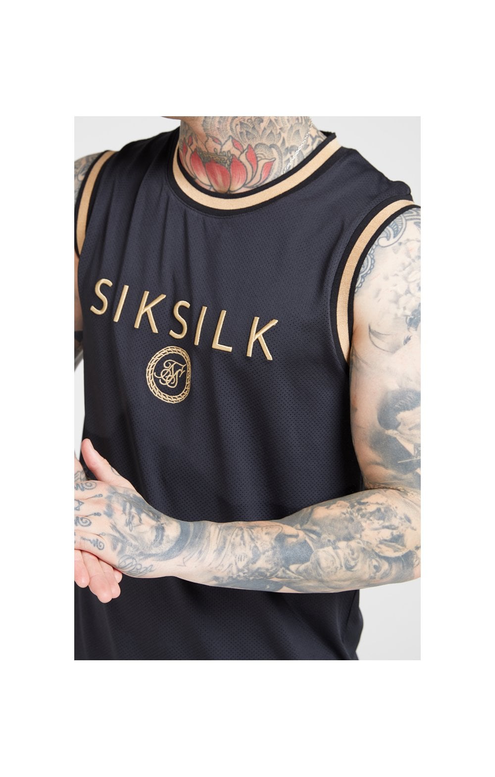 SikSilk BasketBall Vest - Black & Gold (1)