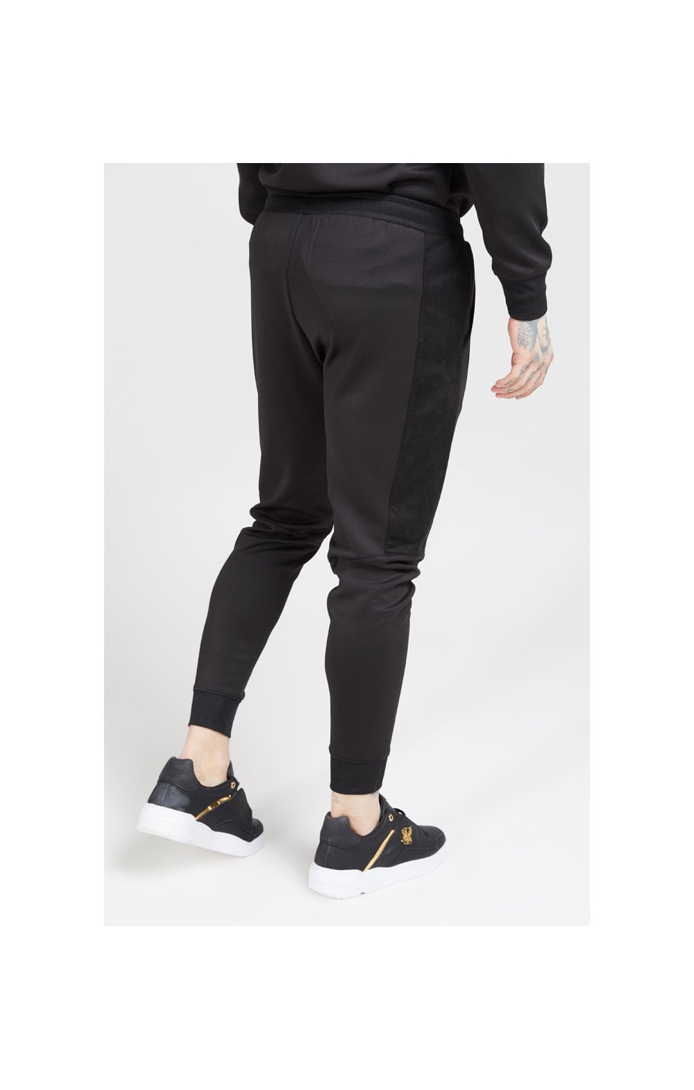 SikSilk Fitted Panel Cuff Pants – Black & Gold (3)
