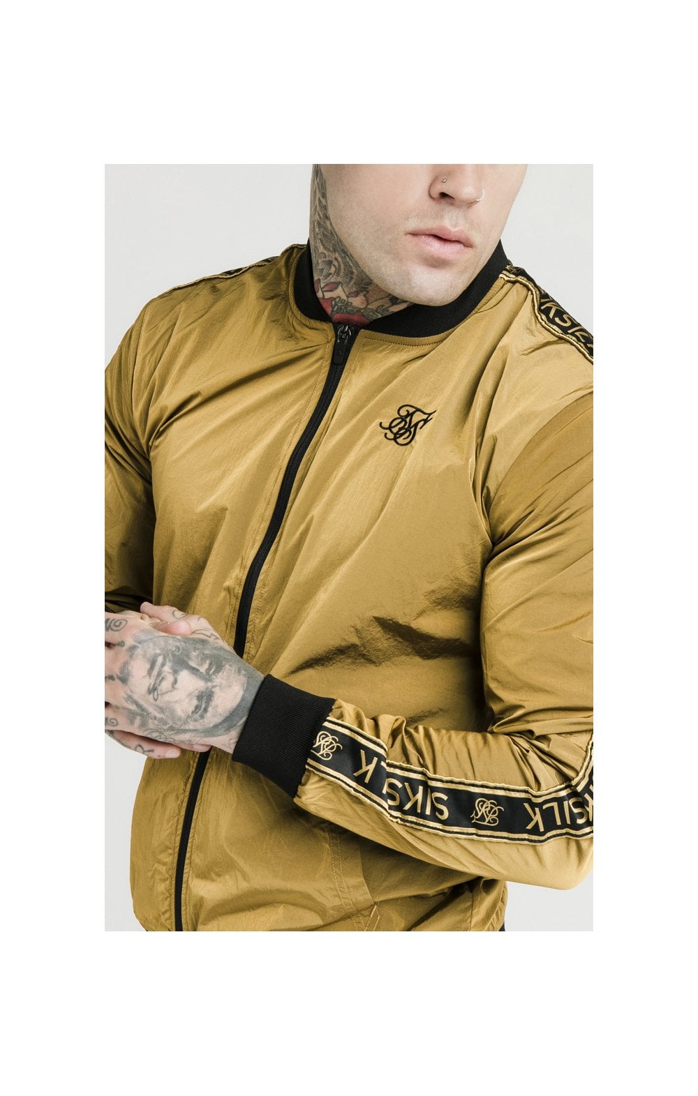 SikSilk Crushed Nylon Tape Bomber – Golden Mustard (1)