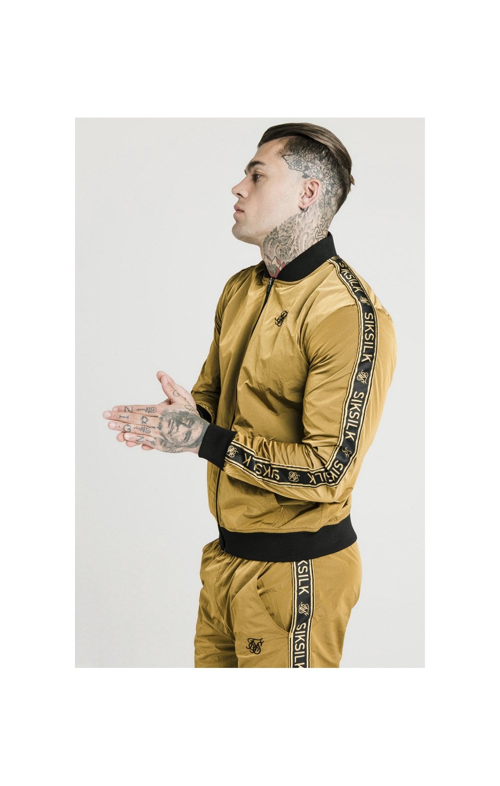 SikSilk Crushed Nylon Tape Bomber – Golden Mustard (2)