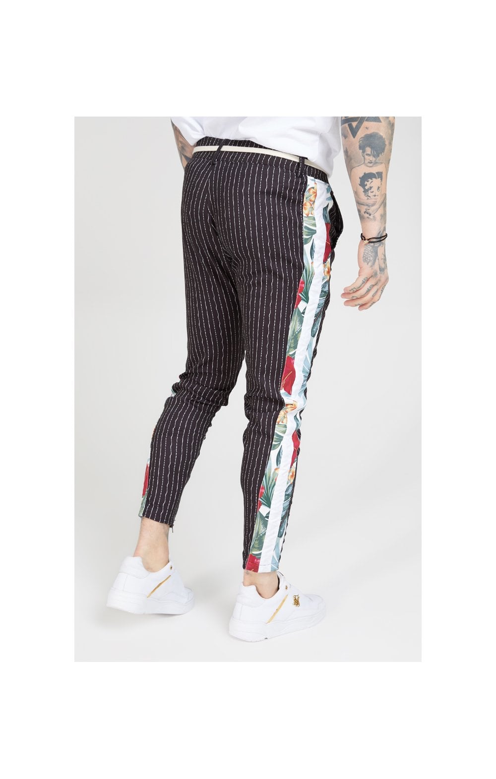 Load image into Gallery viewer, SikSilk Pleated Drop Crotch Tape Pants - Navy Pin Stripe (8)