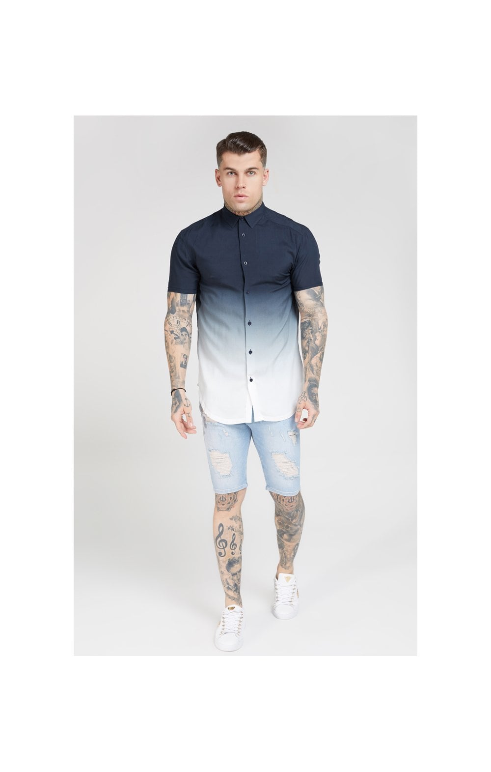 SikSilk Resort Shirt – Navy & White (2)