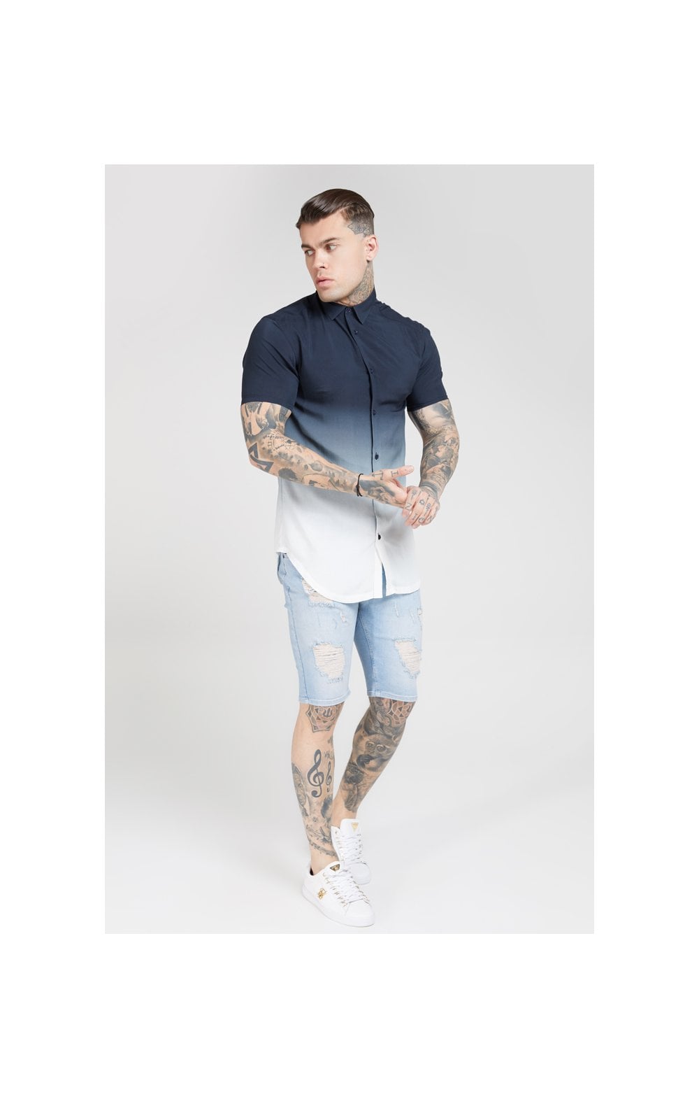 SikSilk Resort Shirt – Navy & White (3)