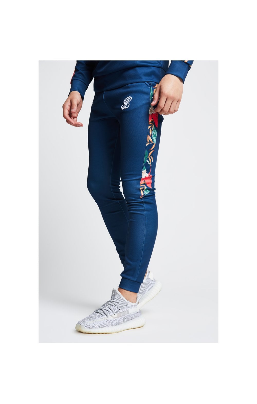 Illusive London Tape Panelled Joggers – Teal & Tropical Leaf