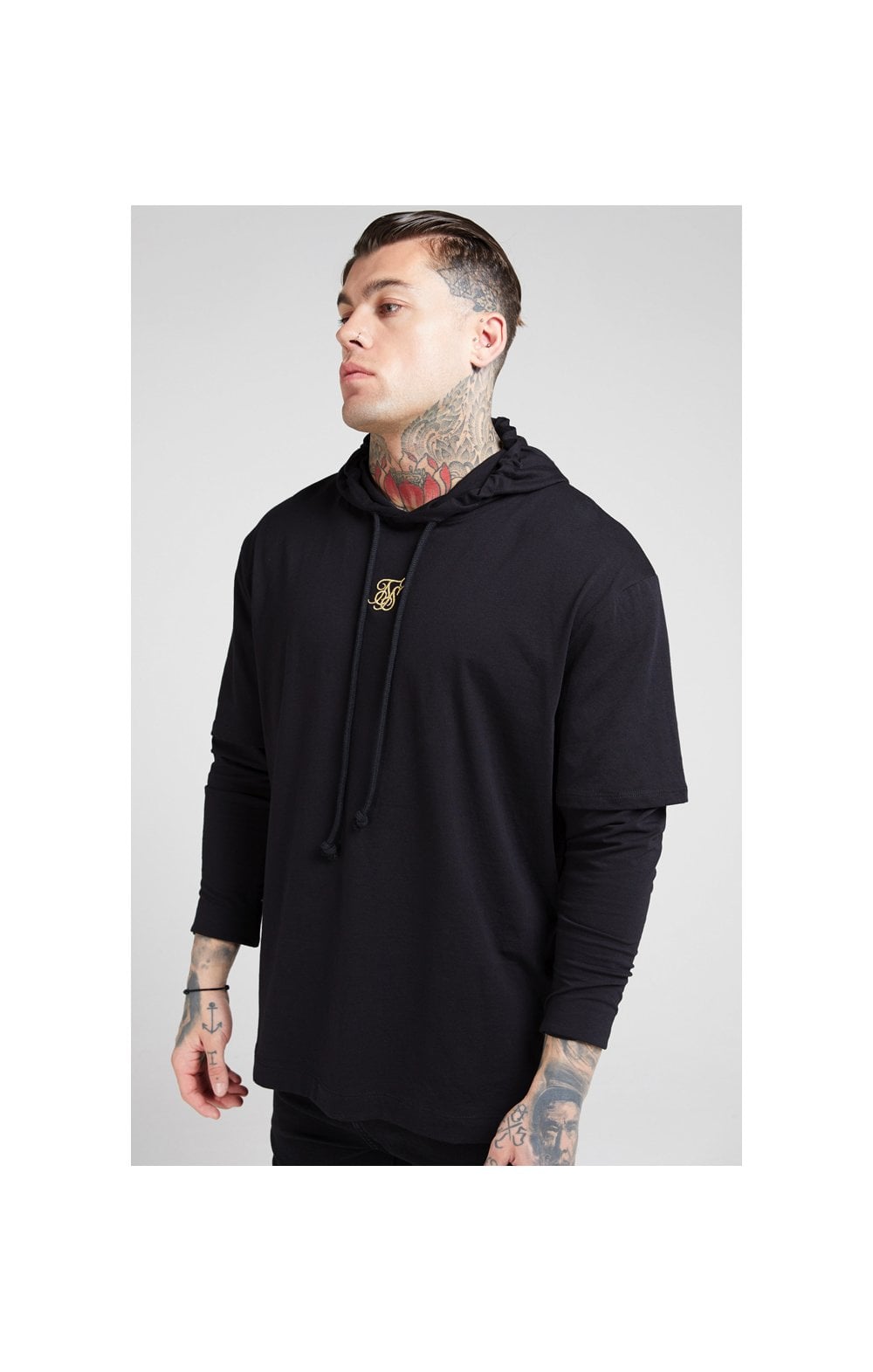 SikSilk L/S Essential Undergarment Cuff Tee - Black & Gold