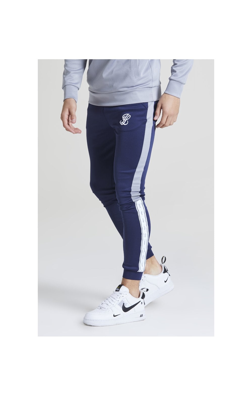 Load image into Gallery viewer, Illusive London Taped Joggers - Navy &amp; Grey