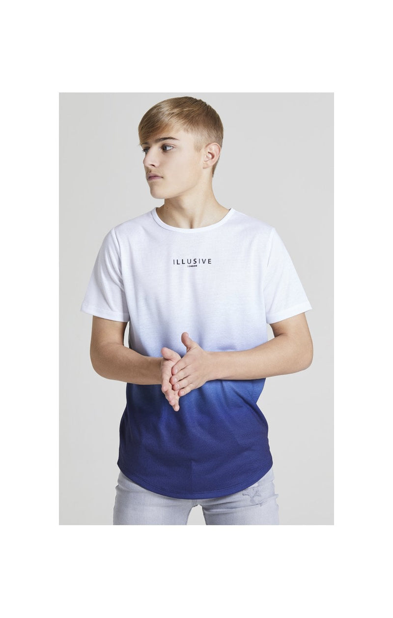 Illusive London Core Fade Tee – White & Navy (1)