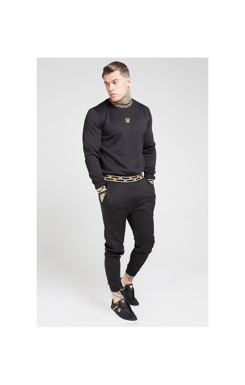 Load image into Gallery viewer, SikSilk Chain Rib Sweater – Black &amp; Gold (1)