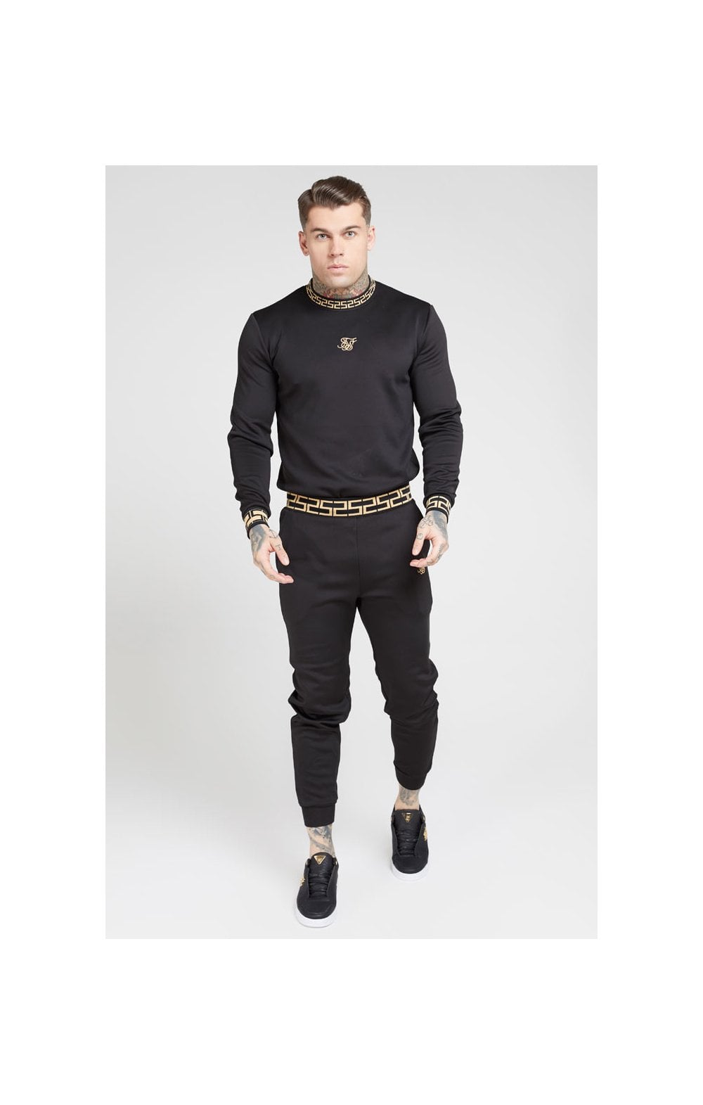 Load image into Gallery viewer, SikSilk Chain Rib Sweater – Black &amp; Gold (2)