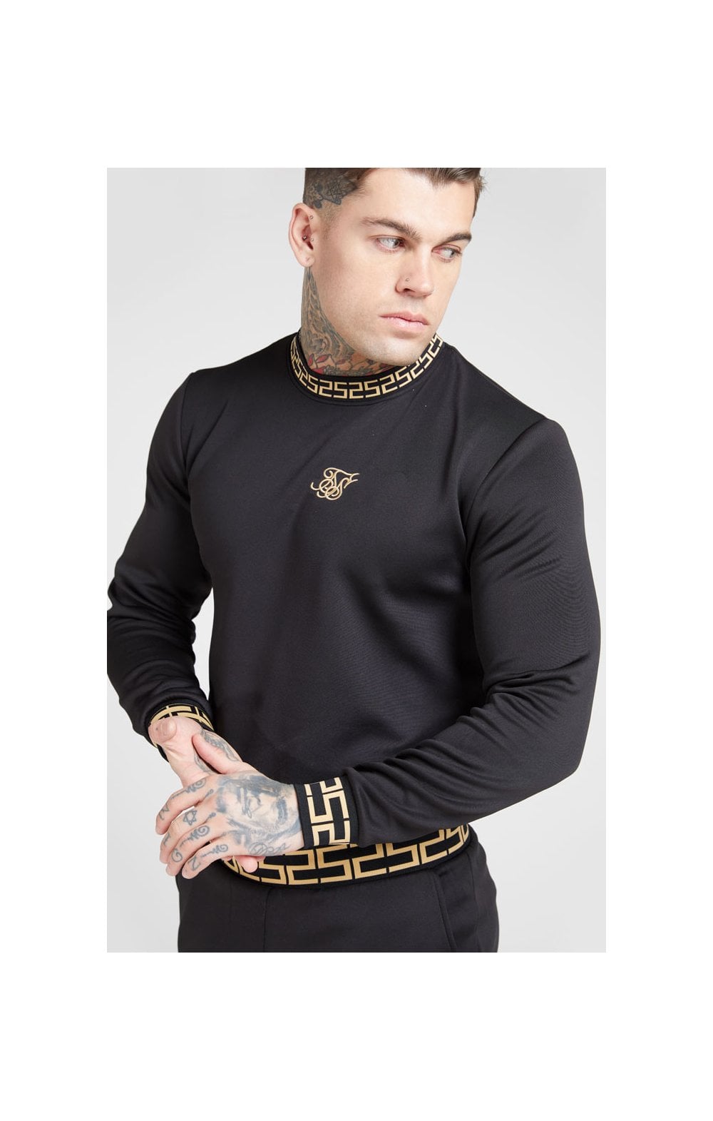 SikSilk Chain Rib Sweater – Black & Gold (3)