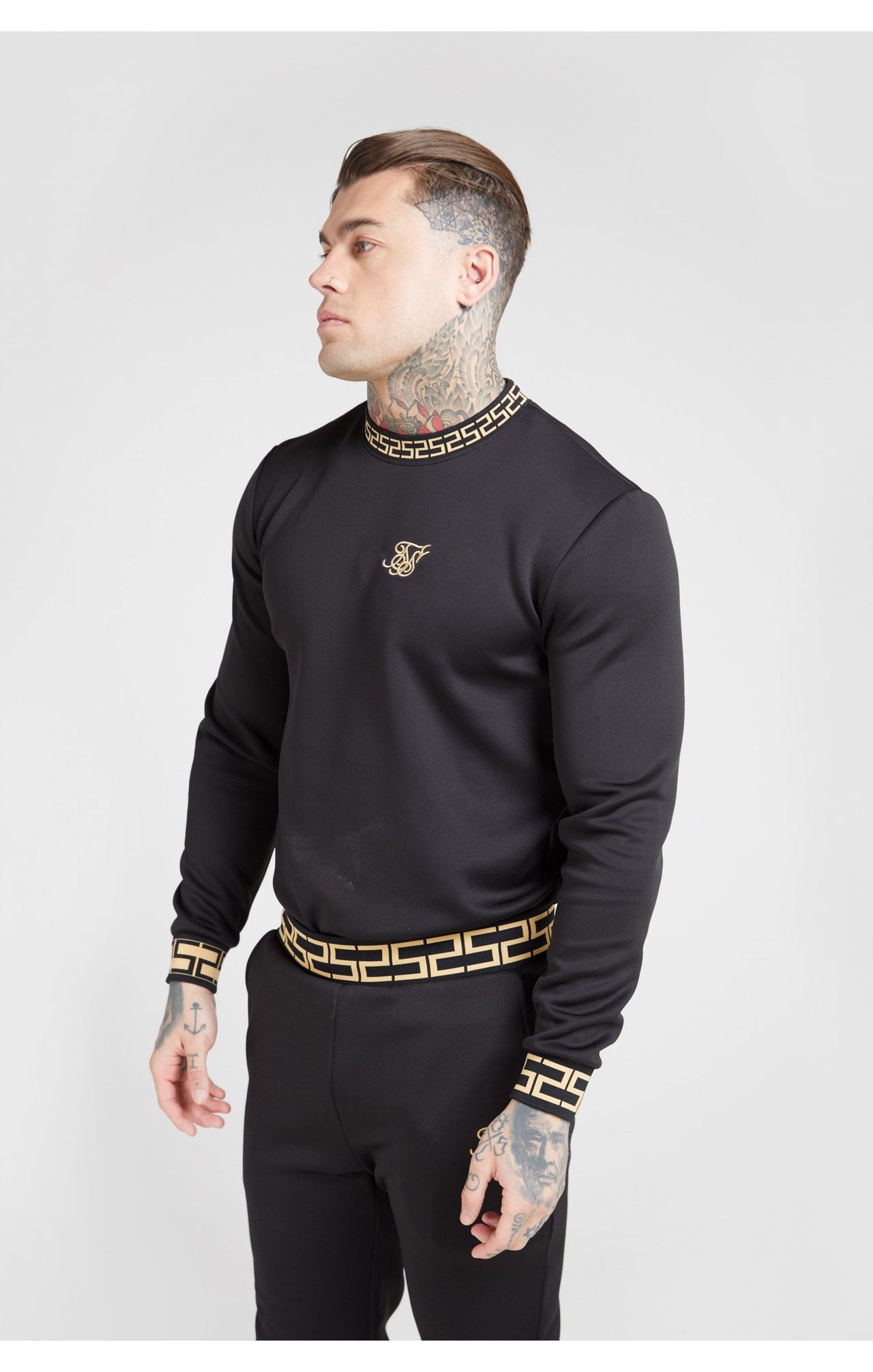 SikSilk Chain Rib Sweater – Black & Gold (4)