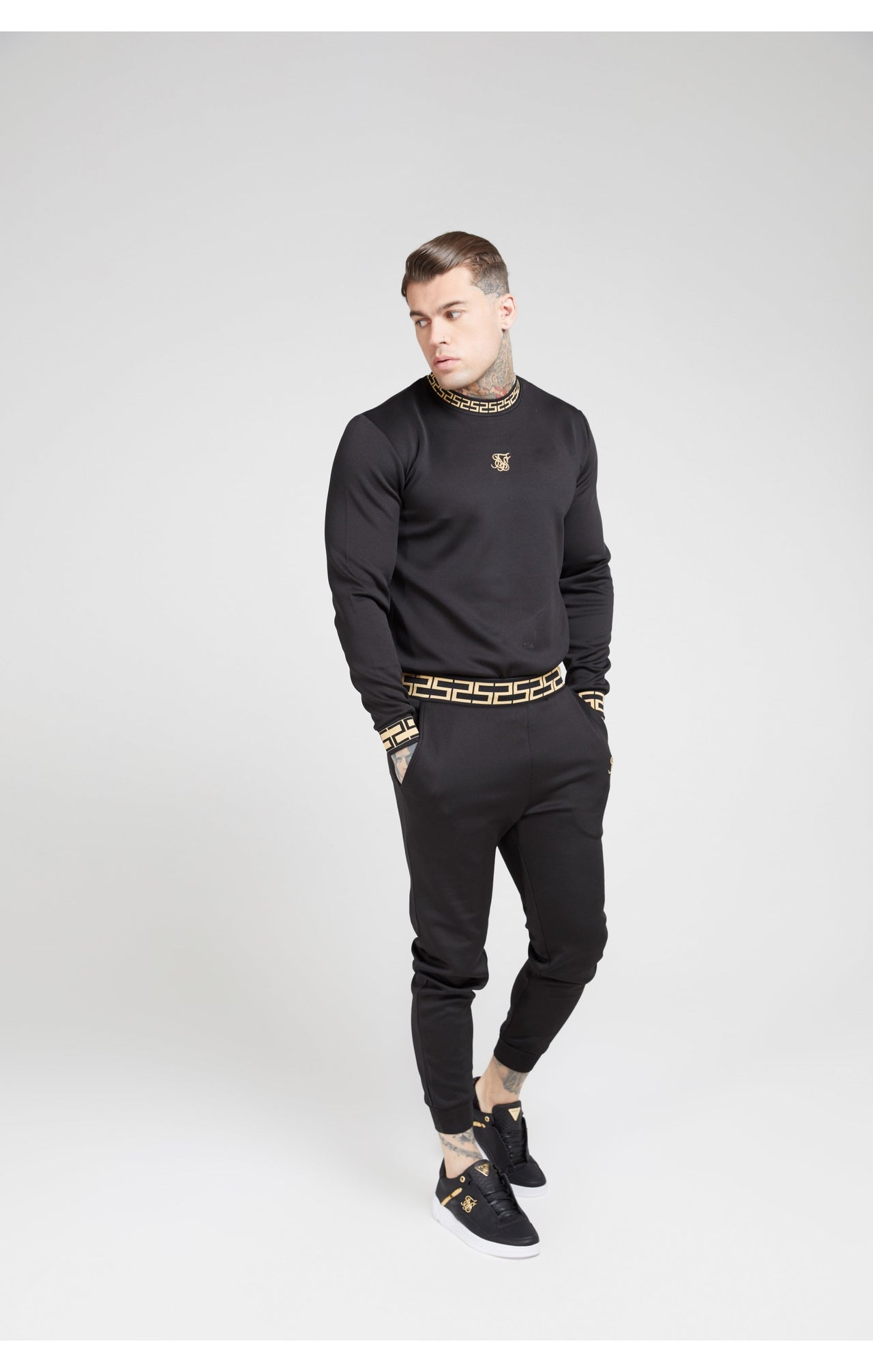 SikSilk Chain Rib Sweater – Black & Gold (5)