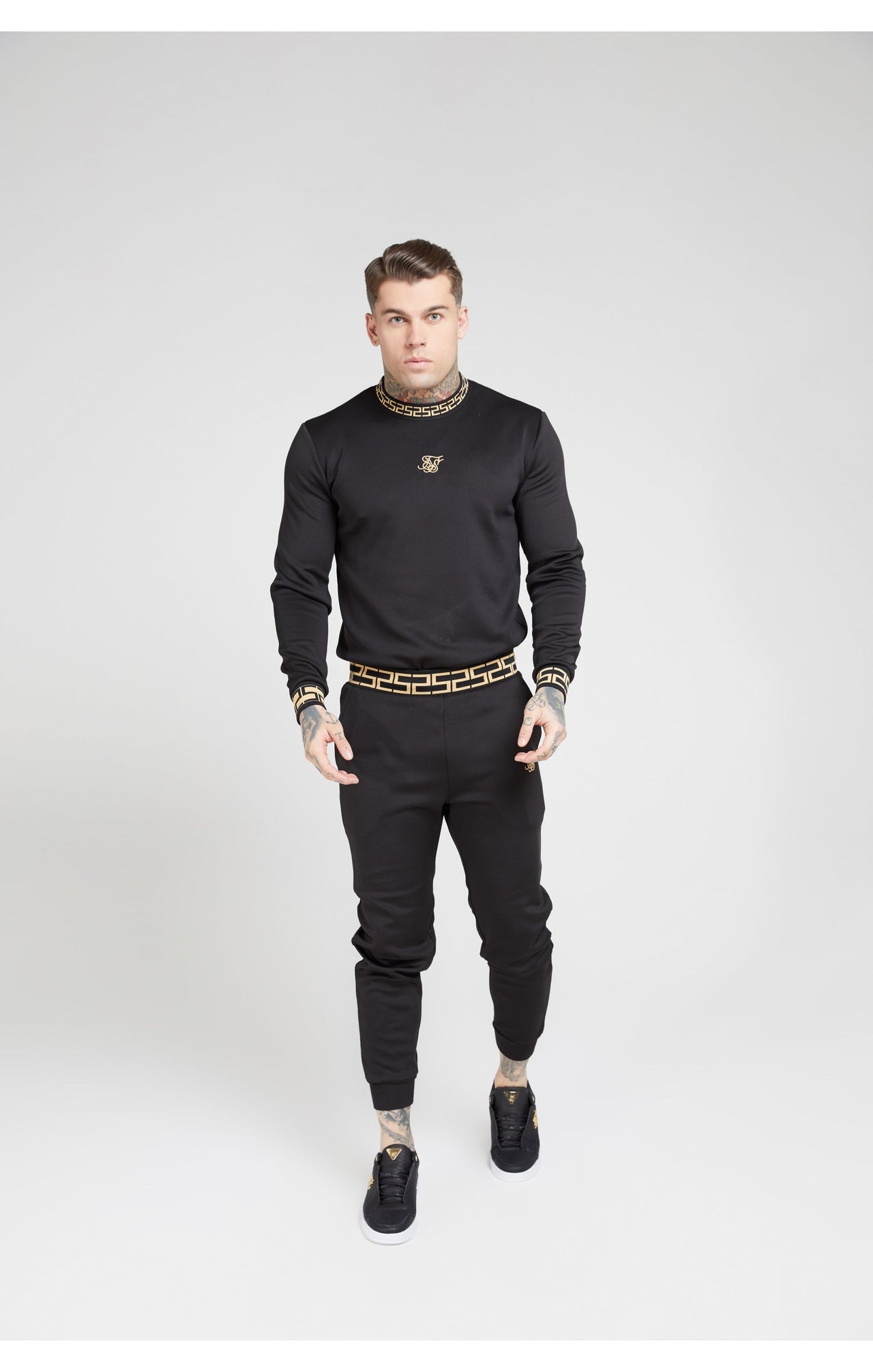 SikSilk Chain Rib Sweater – Black & Gold (6)