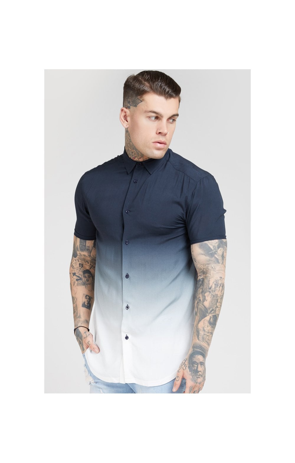 SikSilk Resort Shirt – Navy & White