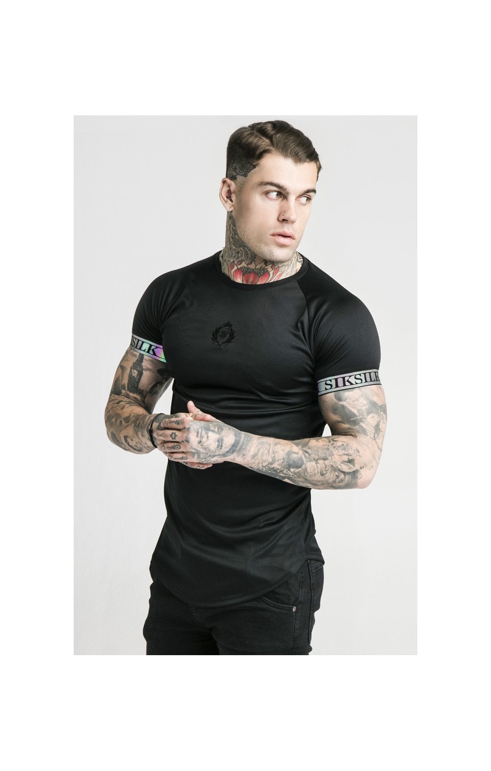 SikSilk S/S Iridescent Tech Tee - Black