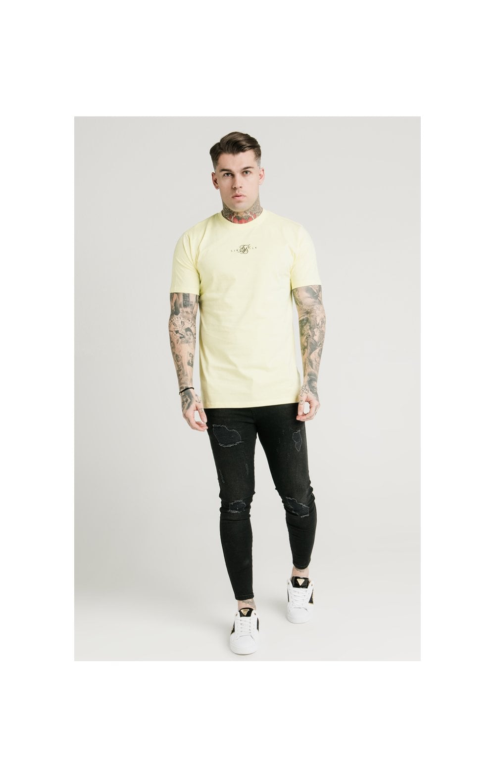 SikSilk Square Hem Standard Tee - Washed Yellow (2)