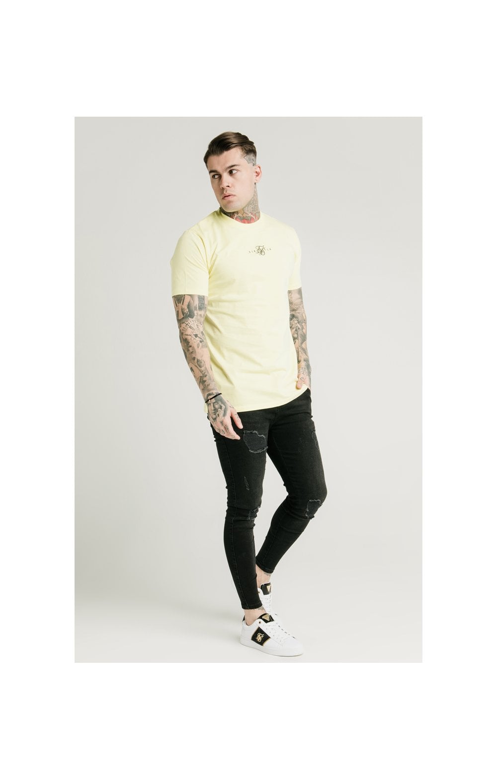 SikSilk Square Hem Standard Tee - Washed Yellow (3)