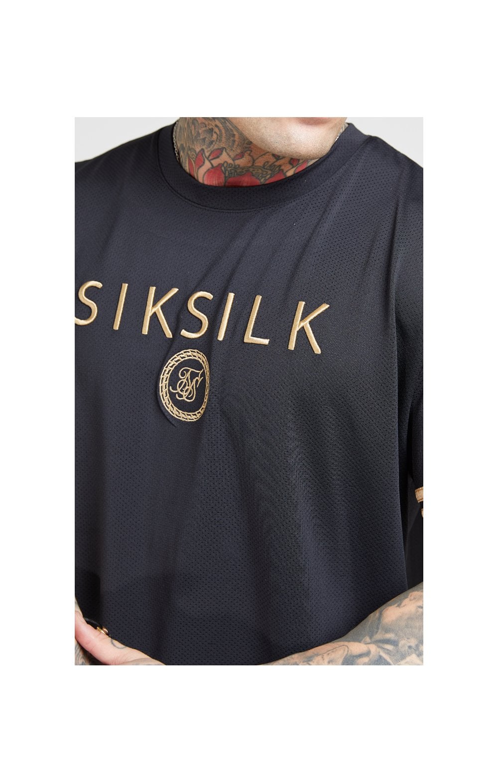 SikSilk S/S Oversize Essentials Tee – Black & Gold (1)