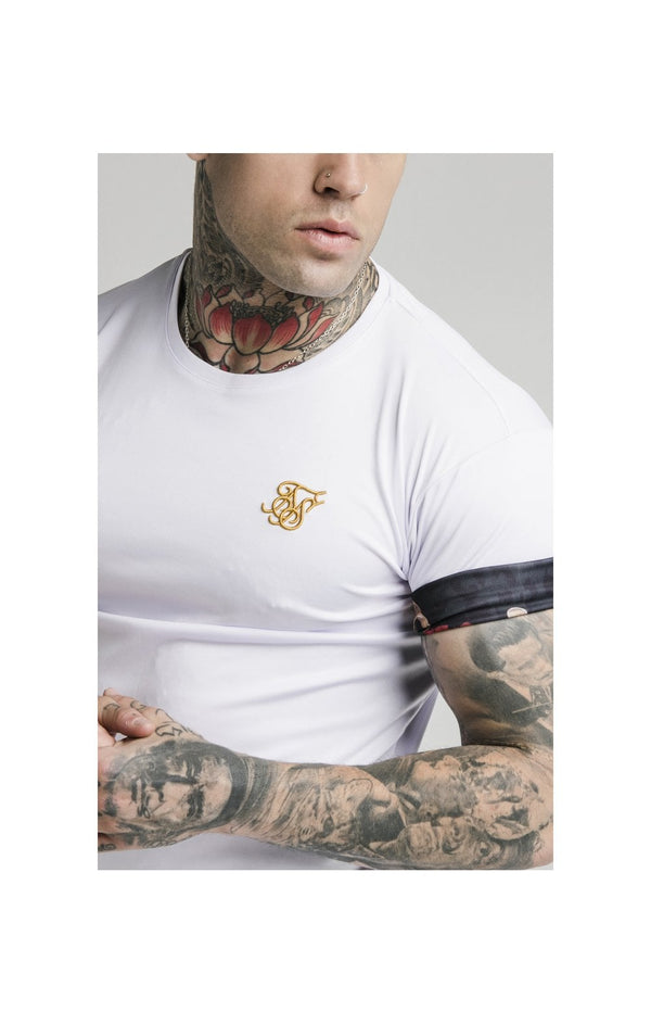 SikSilk S/S Roll Sleeve Tee – White & Floral Animal