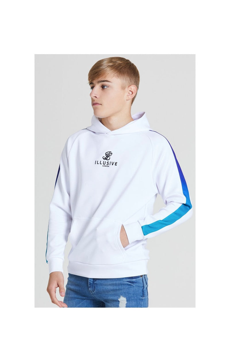 Illusive London Fade Panel Overhead Hoodie - White,Purple & Teal Green