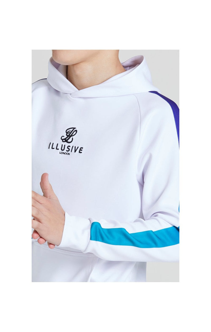 Illusive London Fade Panel Overhead Hoodie - White,Purple & Teal Green (1)