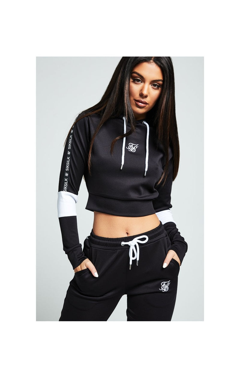 SikSilk Tape Hooded Track Top - Black & White (1)