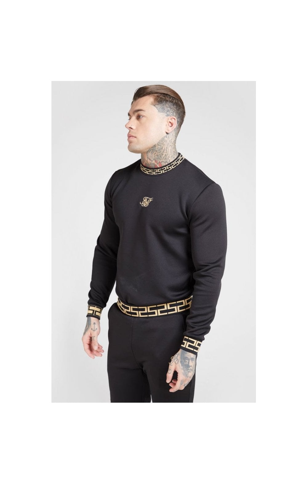 Load image into Gallery viewer, SikSilk Chain Rib Sweater – Black &amp; Gold