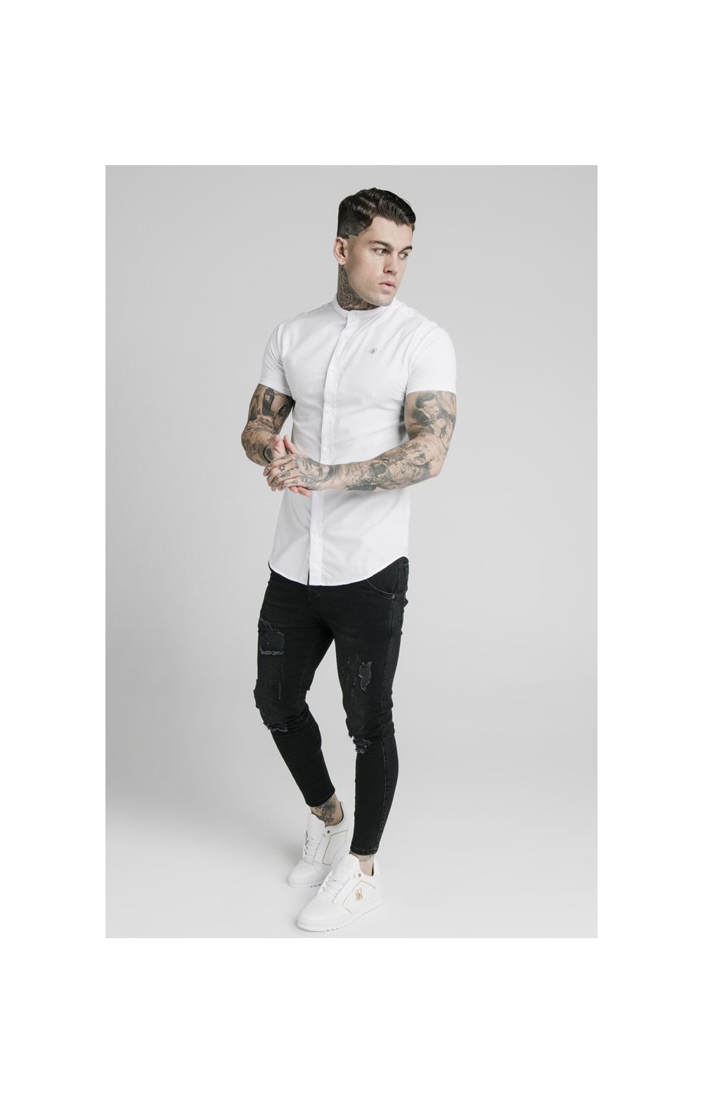 White Short Sleeve Standard Collar Shirt (4)