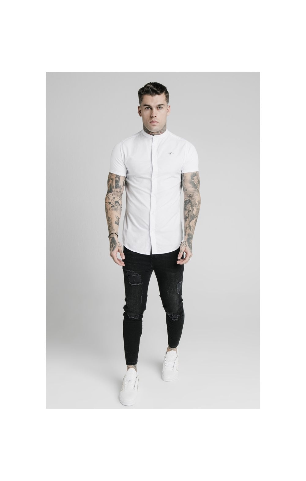 White Short Sleeve Standard Collar Shirt (2)