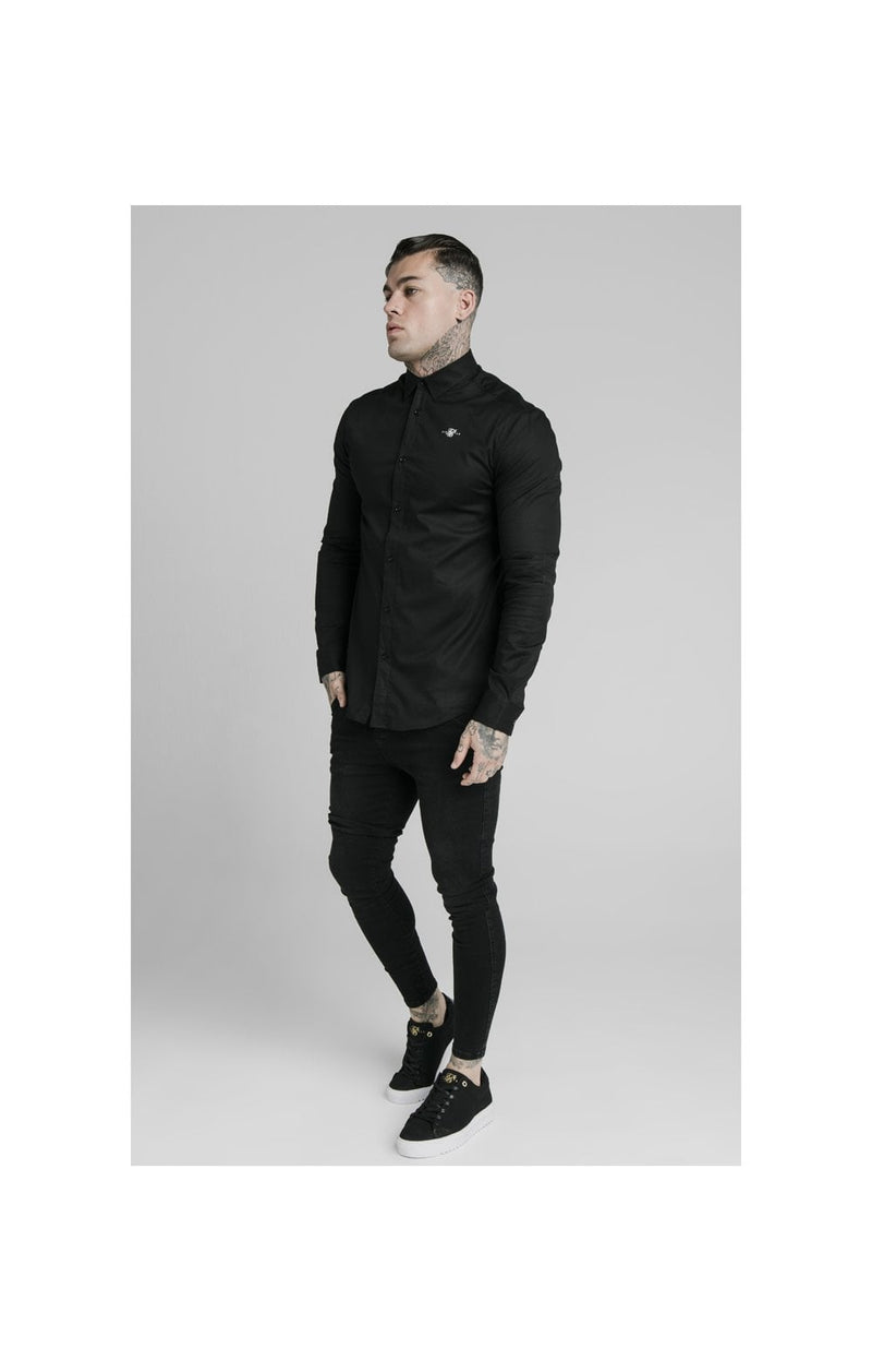 Black Long Sleeve Standard Collar Shirt
