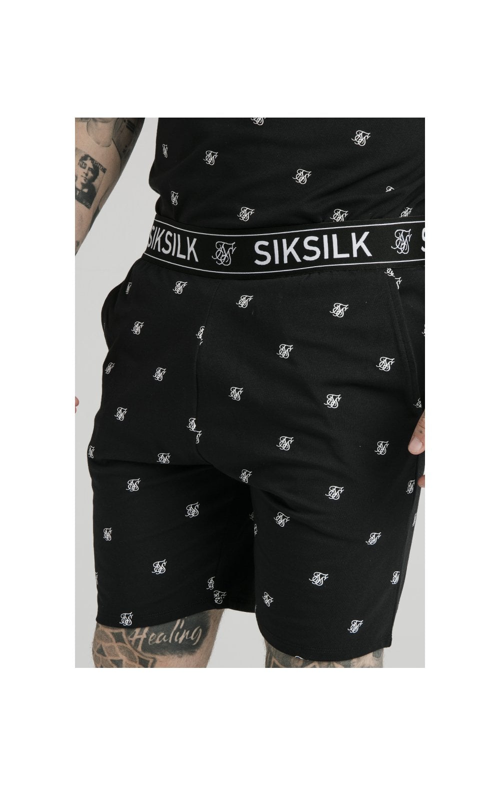 SikSilk Logo Jersey Shorts - Black