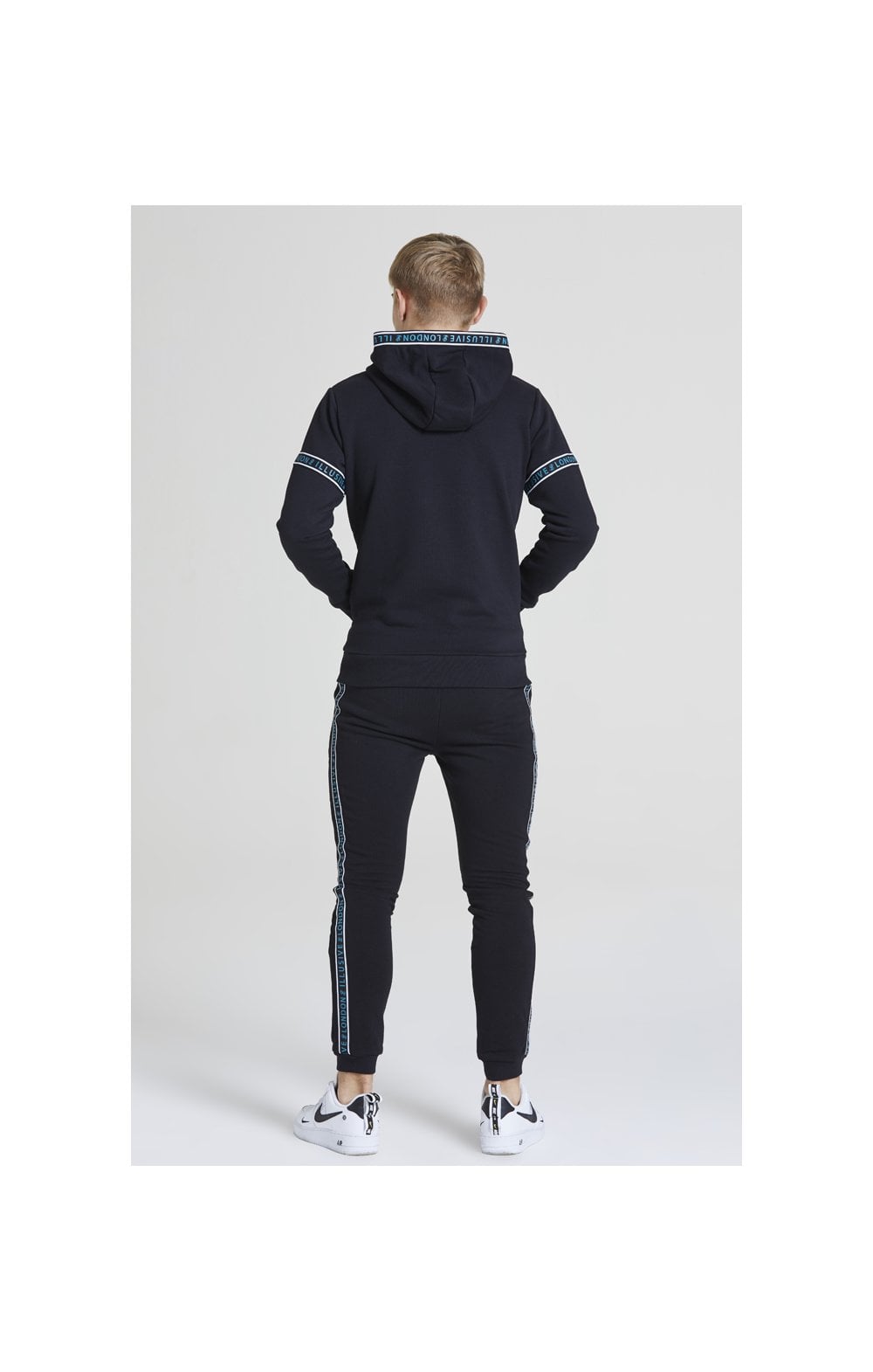 Load image into Gallery viewer, Illusive London Branded Joggers – Black &amp; Teal Green (5)