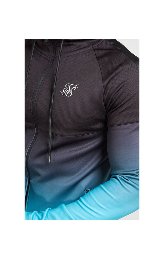 SikSilk Athlete Hybrid Zip Through Hoodie – Black & Teal