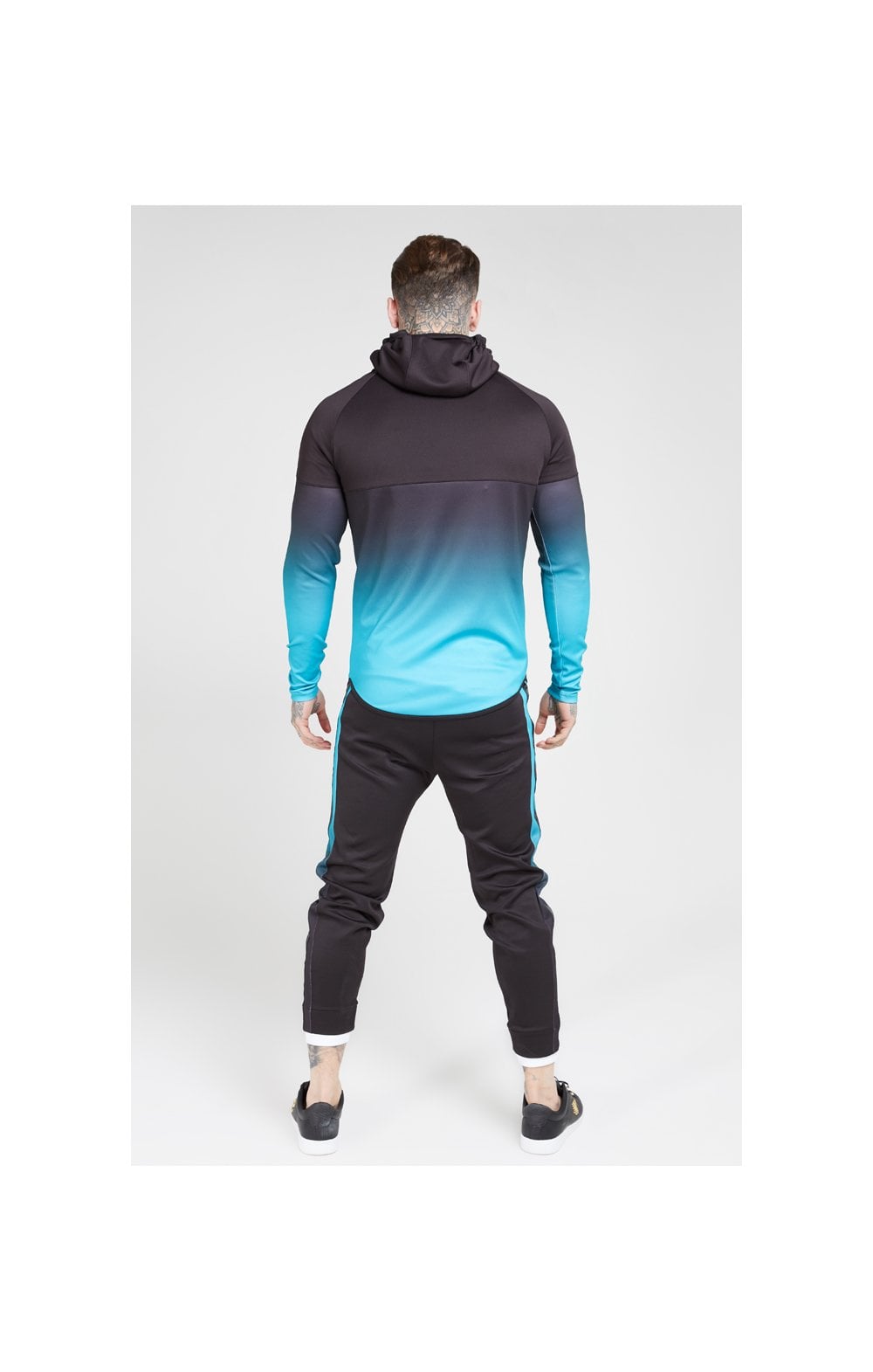 SikSilk Athlete Hybrid Zip Through Hoodie – Black & Teal (5)