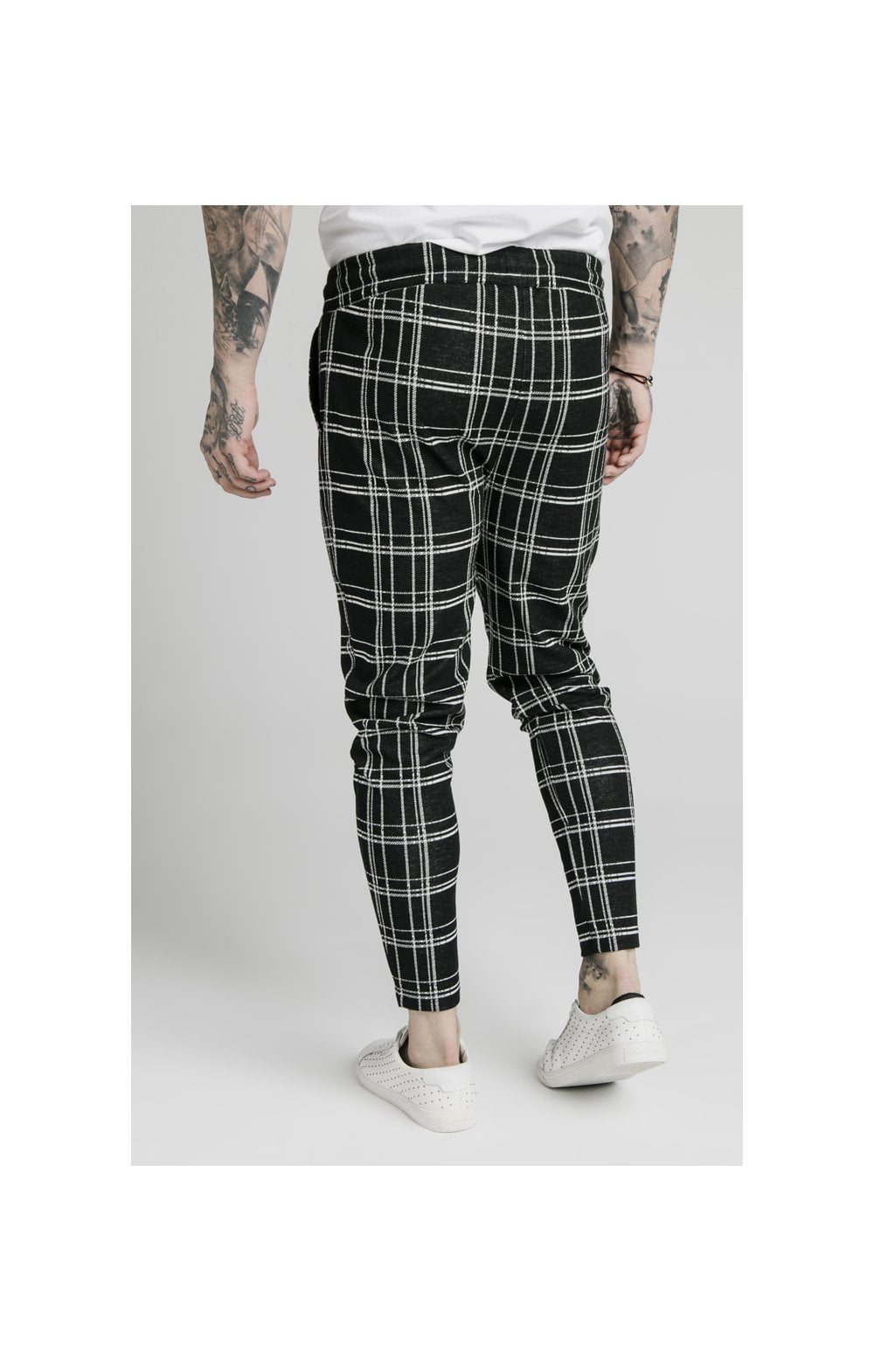 SikSilk Smart Cuff Pants - Black & White Check (1)
