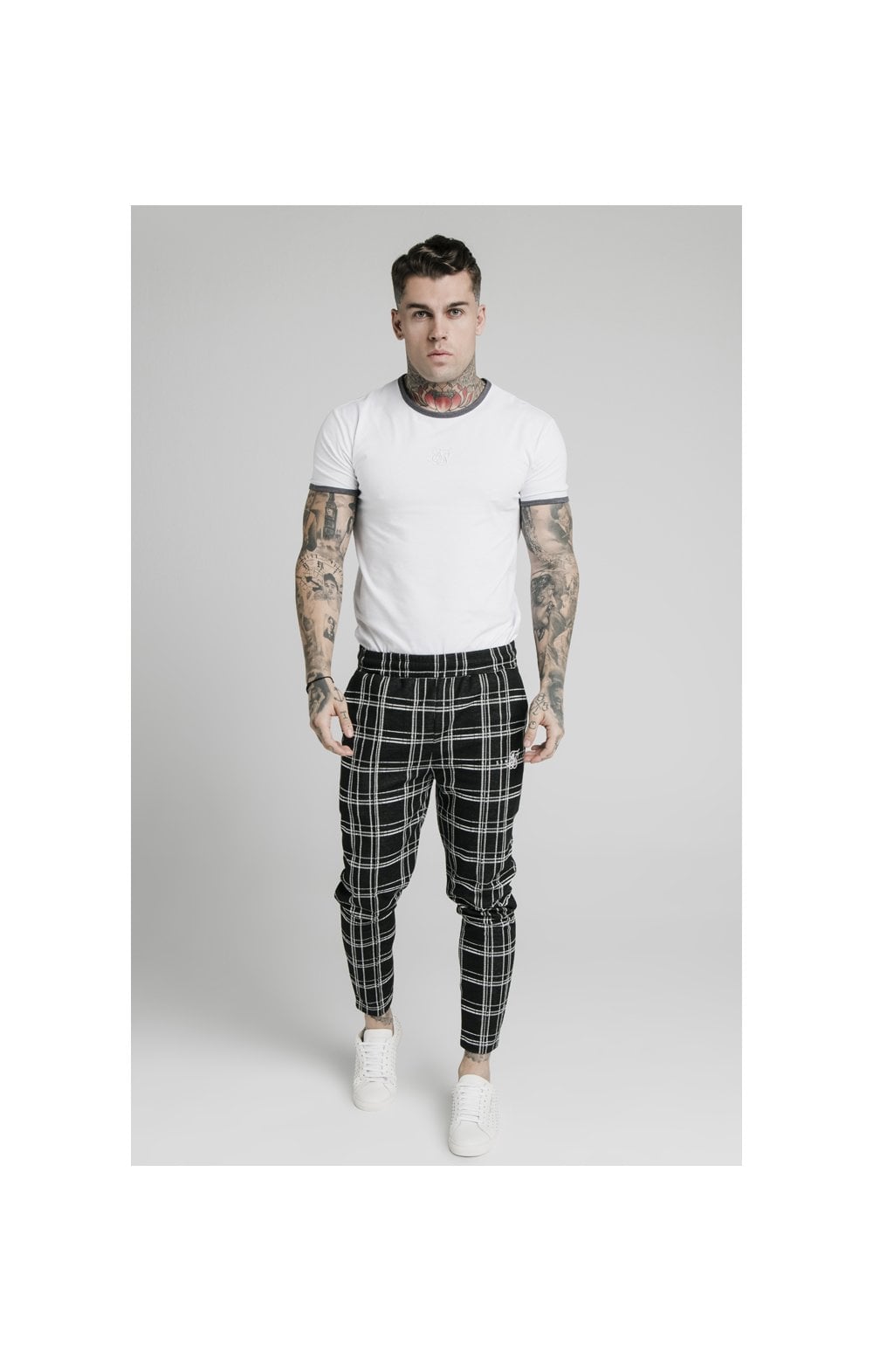 SikSilk Smart Cuff Pants - Black & White Check (3)