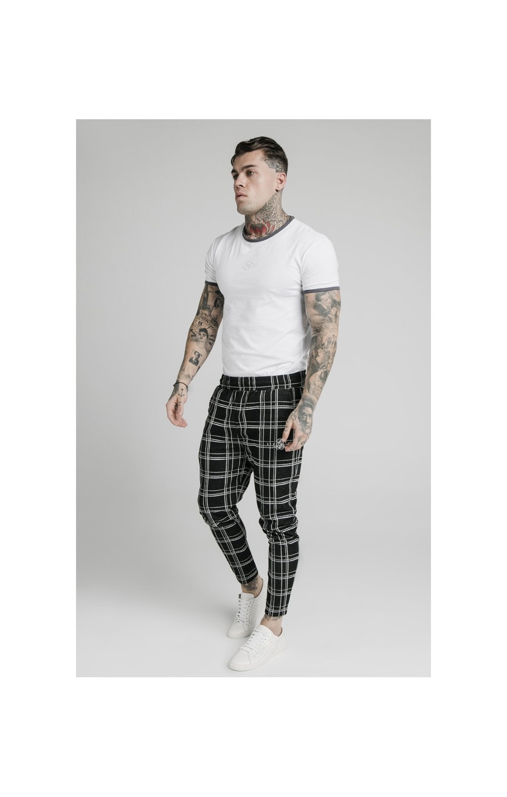SikSilk Smart Cuff Pants - Black & White Check (4)