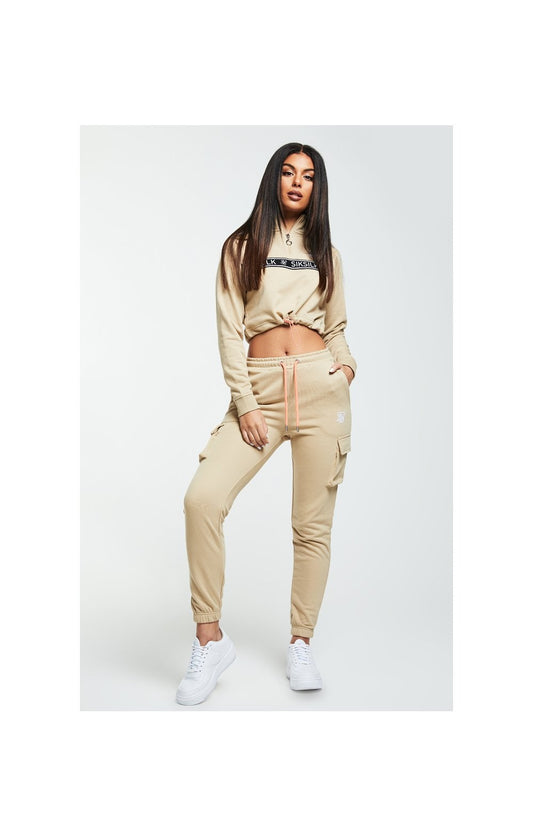 SikSilk Tape Funnel Crop Sweat – Stone & Coral