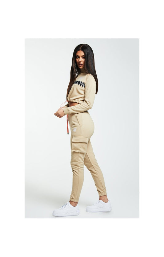 SikSilk Tape Funnel Crop Sweat – Stone & Coral