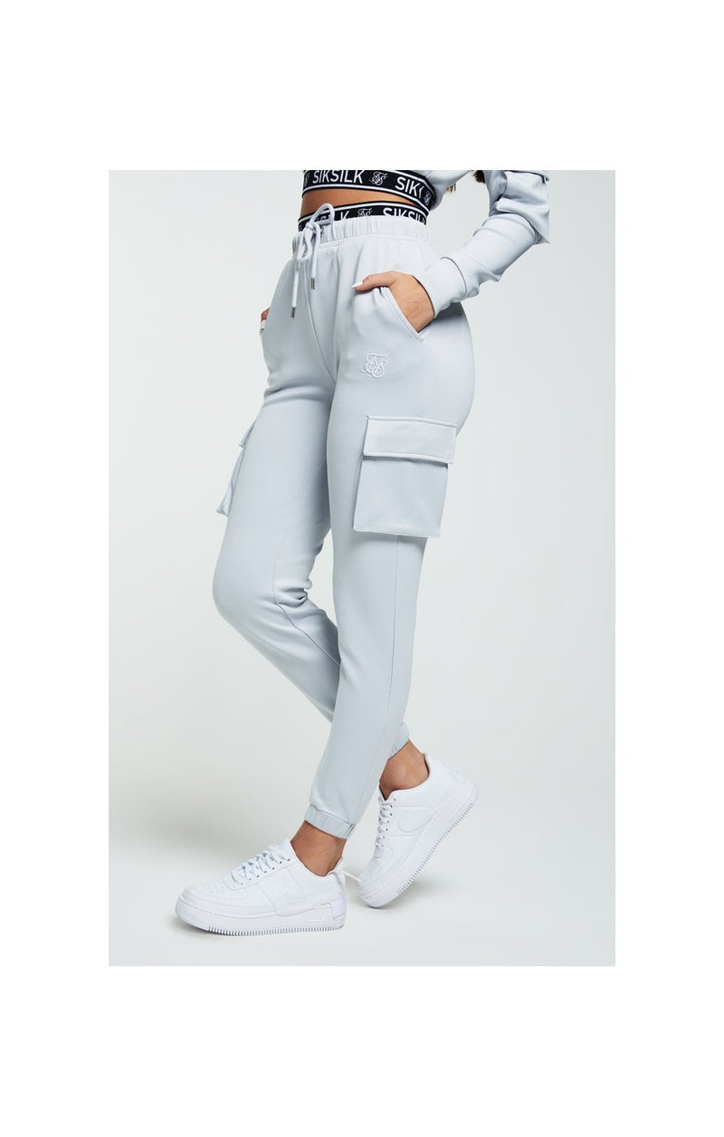 SikSilk Cargo Pocket Joggers - Grey & White