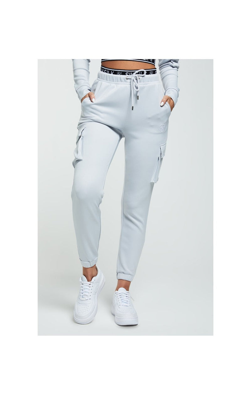 SikSilk Cargo Pocket Joggers - Grey & White (1)