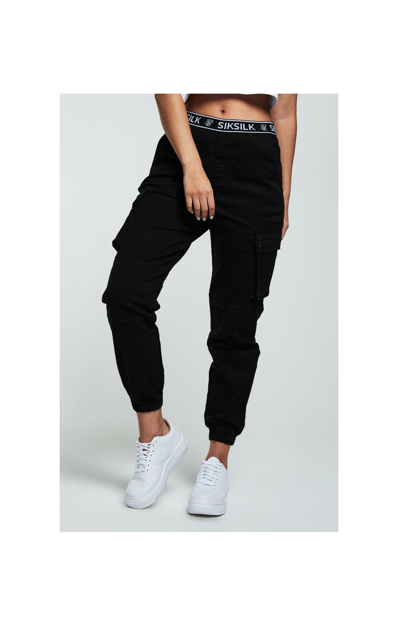 SikSilk Tape Waist Cargo Pants - Black & White