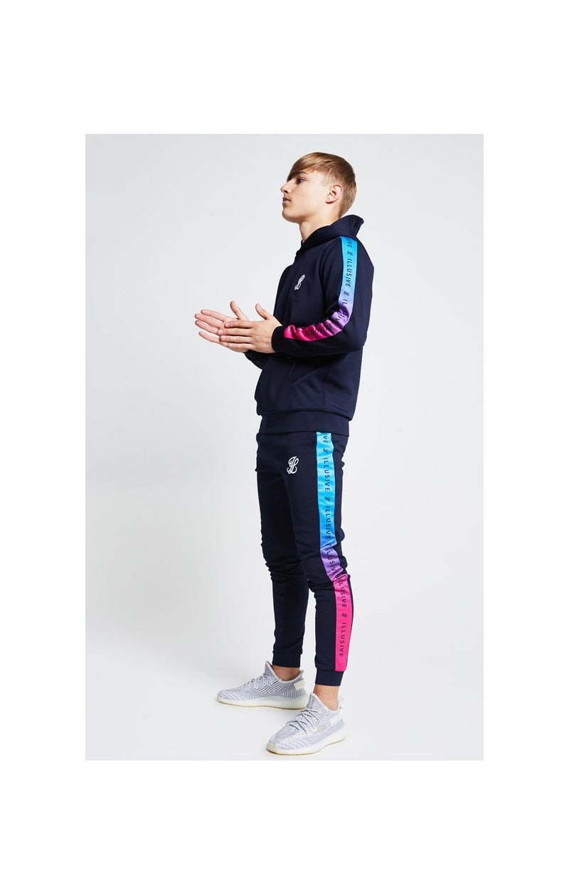 Illusive London Fade Panel Overhead Hoodie - Navy Blue & Pink (1)